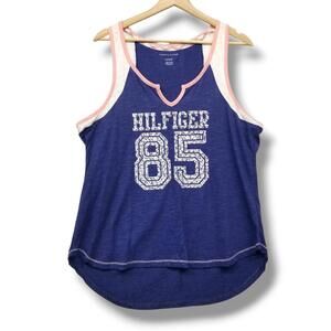 Tommy Hilfiger Graphic Print Tank Top XL Blue Pink Casual Lounge‎